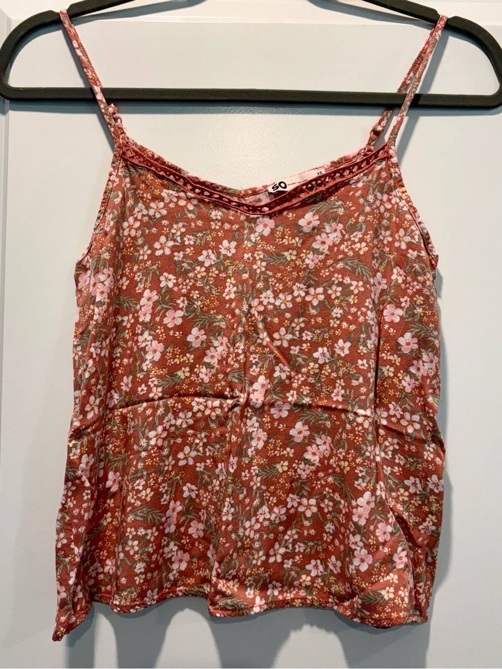Floral Boho Cami Tank Top Adjustable Straps - Juniors XS
